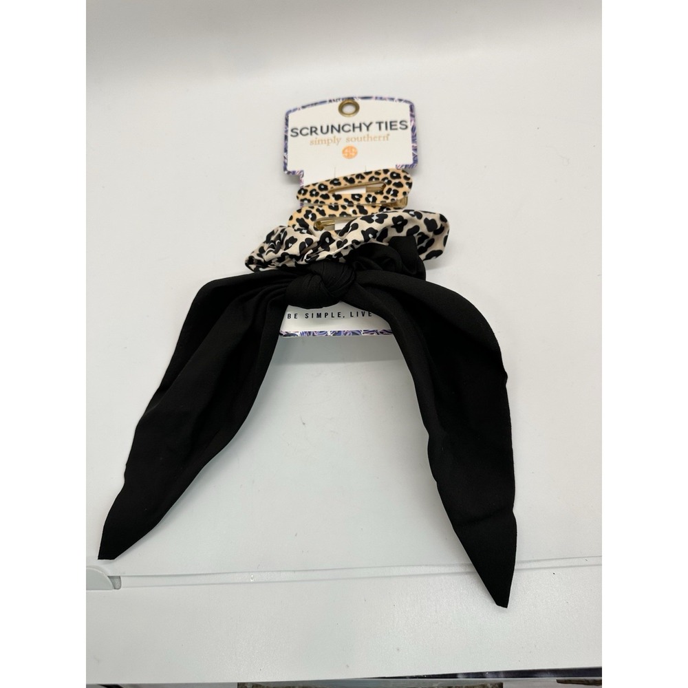 New Simply Southern‎ Scrunchy Ties & Barrette Set (leopard) *NIP*
